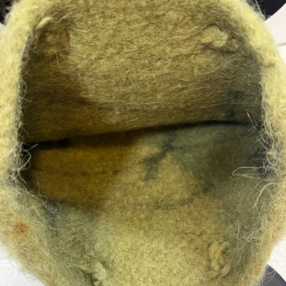 Wool Green w/Birds Double Wooden Handle Handbag Purse Hnadmade - Picture 5 of 13